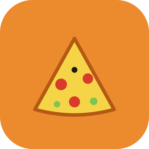 Logo van Calorietje: een punt pizza op oranje